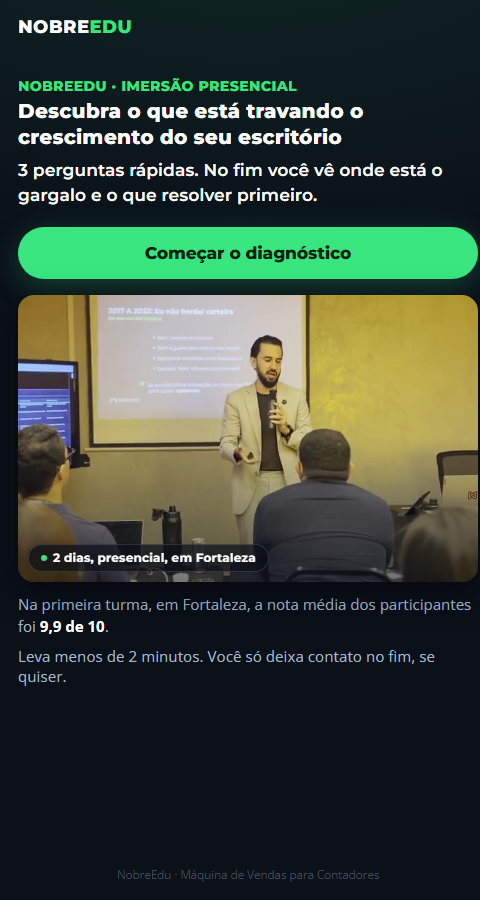 quiz depois: capa com video e botao